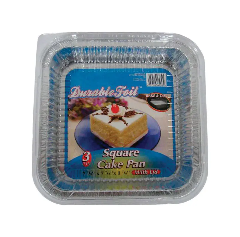 Home Plus 6392005 Disposable Square Bakeware - 7.87x7.87 in. Durable Foil Pan for Cake Baking, Pack of 12, Silver