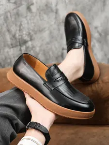 Men's Business Formal Loafers, Fashionable Solid Color Slip-on Loafers for Work Office, Lightweight Classic Shoes for Daily Wear