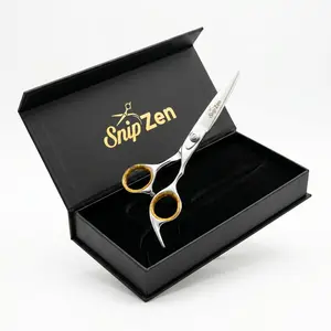 SnipZen Professional Elite Barber Salon Hair Scissors - 7" Japanese J2 Steel Hair Cutting Scissors for Haircare, Razor-Sharp Blades, Gold Ring Handles, Ergonomic Design, Adjustable Tension Screw