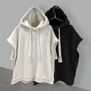 Hooded sleeveless t-shirt men's 2025 summer trendy brand ins Korean version trendy versatile handsome vest casual loose Menswear Sweatshirts