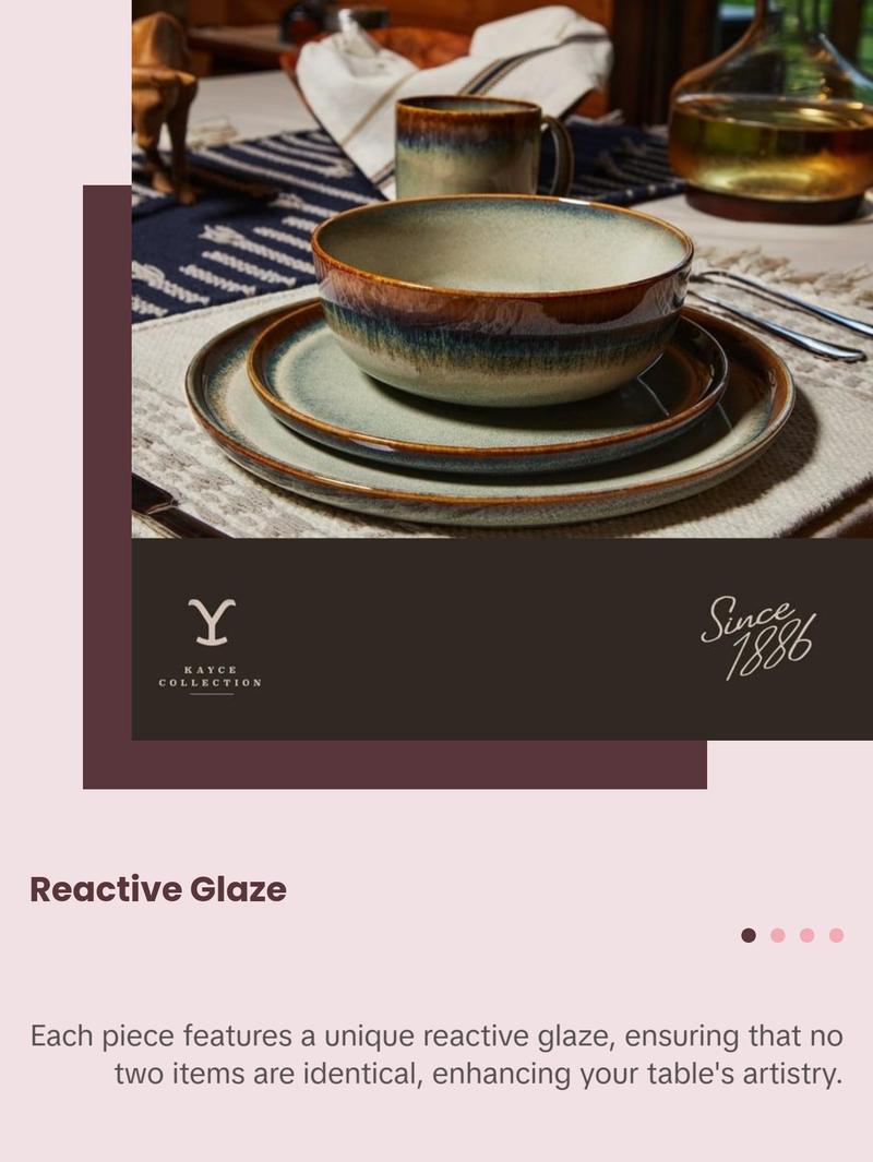 {AUTHENTIC} Yellowstone 12-Piece Ceramic Dinnerware Sets - variations yellowstone  dinnerware plate  bowl