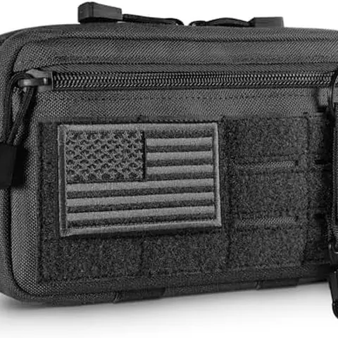 BIGWIG Men's Tactical Molle Admin EDC Tool Pouch Bag - 8.7x5.3x2.2in 1000D Nylon, Waist Slip Pocket, Mesh, Snap, Double Zippers, US Flag Patch, Keychain - Belt/Vest/Pack Carry, Backpack-Compatible Durable Modular Gear