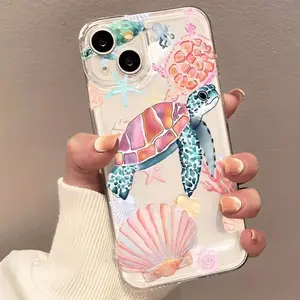 Transparent Turtle Shell Starfish Pattern Phone Case for iPhone 17/16/15/14/13/12/11/x Pro Max Plus, Fashionable Protective Cover