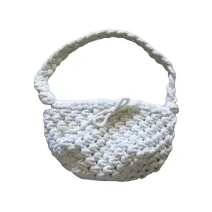 Handmade Baguette Macrame Purse, Natural Color, 6 x 10 x 4