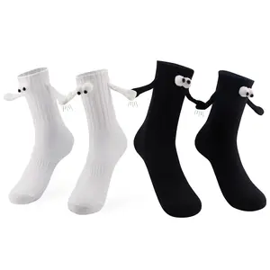 Socks for Couples,Funny Magnetic Holding Hands Socks,Cute 3D Eye Decor Mid-calf Socks for Women & Men,Gifts for friend