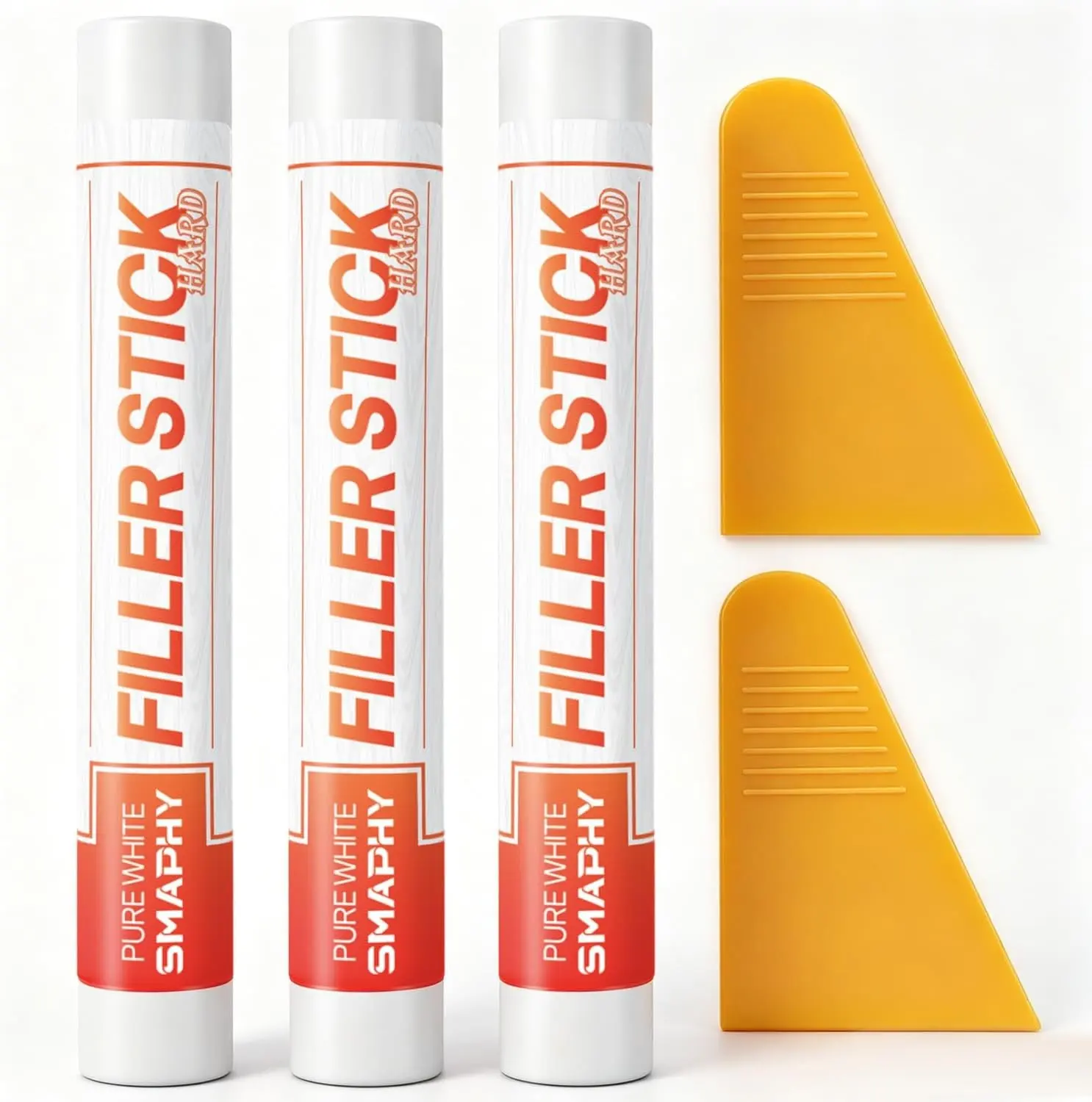 White Wood Filler Sticks 3 Pack, Putty Stick for Nail Holes & Baseboards | Wood Repair Pen for Holes & Scratches on Cabinet, Trim, Wall & Furniture, Renter-Friendly, Apartment Move-Out Repair Kit