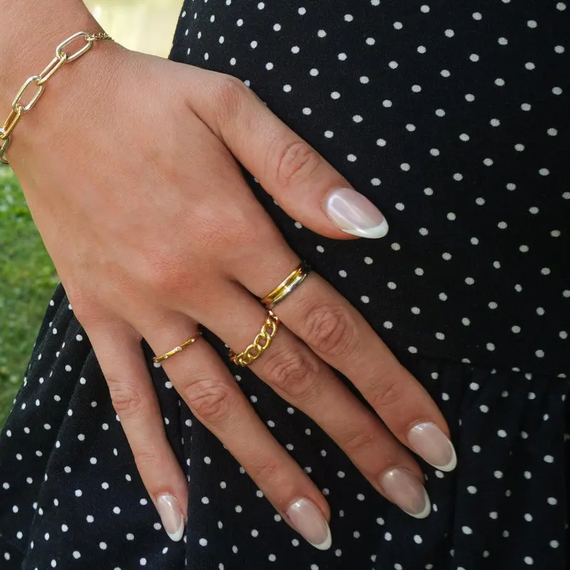 EVRY JEWELS Female Fashion Flip Side Ring, Gold or Silver Antitarnish Plated Corrosion Resistant Hypoallergenic Stainless Steel Interchangeable Ring