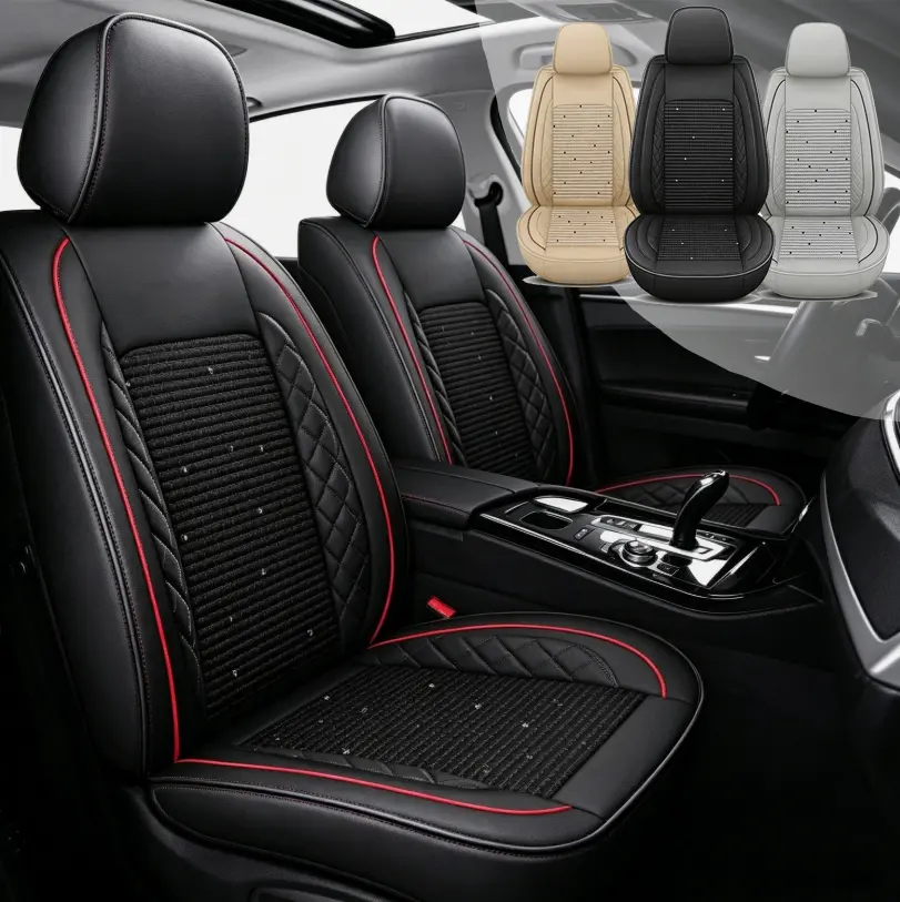 For Honda Accord Civic CRV HRV Leather Car Seat Covers 5-SEATS Full Set Front & Rear Protect Cushion Ice Silk Summer Cool