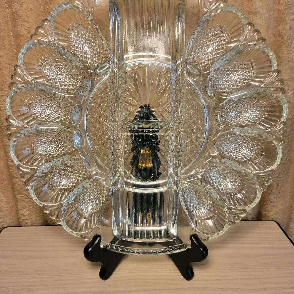 LE Smith Clear Glass Deviled Egg Plate, Functional Serving Dish Tray for Party Gatherings