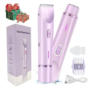 Festival Gifts, 2 in 1 Electric Hair Removal Tool Bikini Trimmer for Women, Double-ended Electric Razors, Body & Facial Electric Shaver, Waterproof Wet & Dry Use Trimmer, Shaver for Women, Portable Hair Trimmer, Cordless Rechargeable Trimmer
