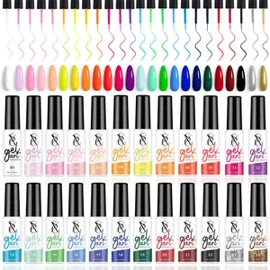 SXC Cosmetics 24 Colors Nail Art Dream Liners Pro Series Gel Manicure Smooth Polish with Fine Thin Liner for Precise Drawing Experience