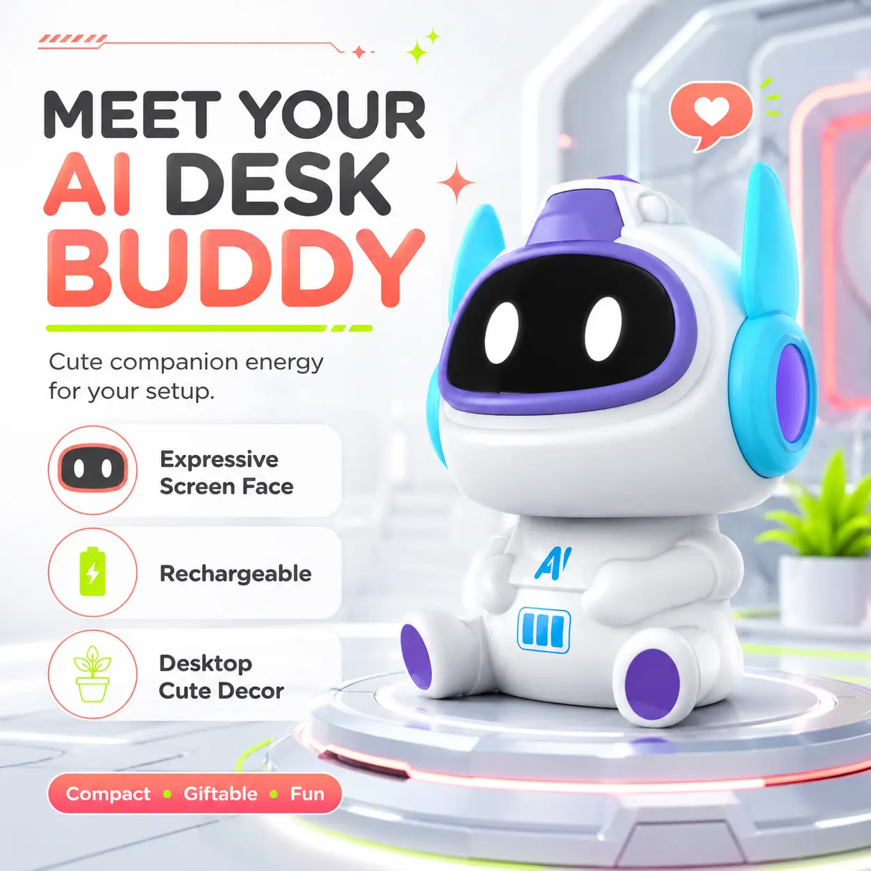 Smart AI Electronic Companion, Desk-Size Delight Voice Control Interactive Robot, Screen-Free Educational STEM Toy, Christmas Gift for Teens Multi-Mode Robot Vacuum Cleaner