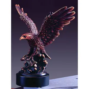 212 MAIN Bronze Plated Howling Eagle Statue - 7.5x8 in High-Detail Handmade Collectible Figurine, Decorative Sculptures, Desktop Statue, Sculpture Desk Decor, Ideal Gift for Home Supplies