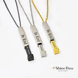 ShineThru Be Kind Of A B Necklace For Women Inspirational Square Tubes Pendant With Hidden Message Best Friend Sisters Friendship Sorority Gifts Jewelry for Women