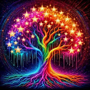 5D DIY Full Drill Round Diamond Painting - Diamond Art Kit Rainbow Tree. Mosaic Canvas DIY Wall Art, Home Wall Decoration.