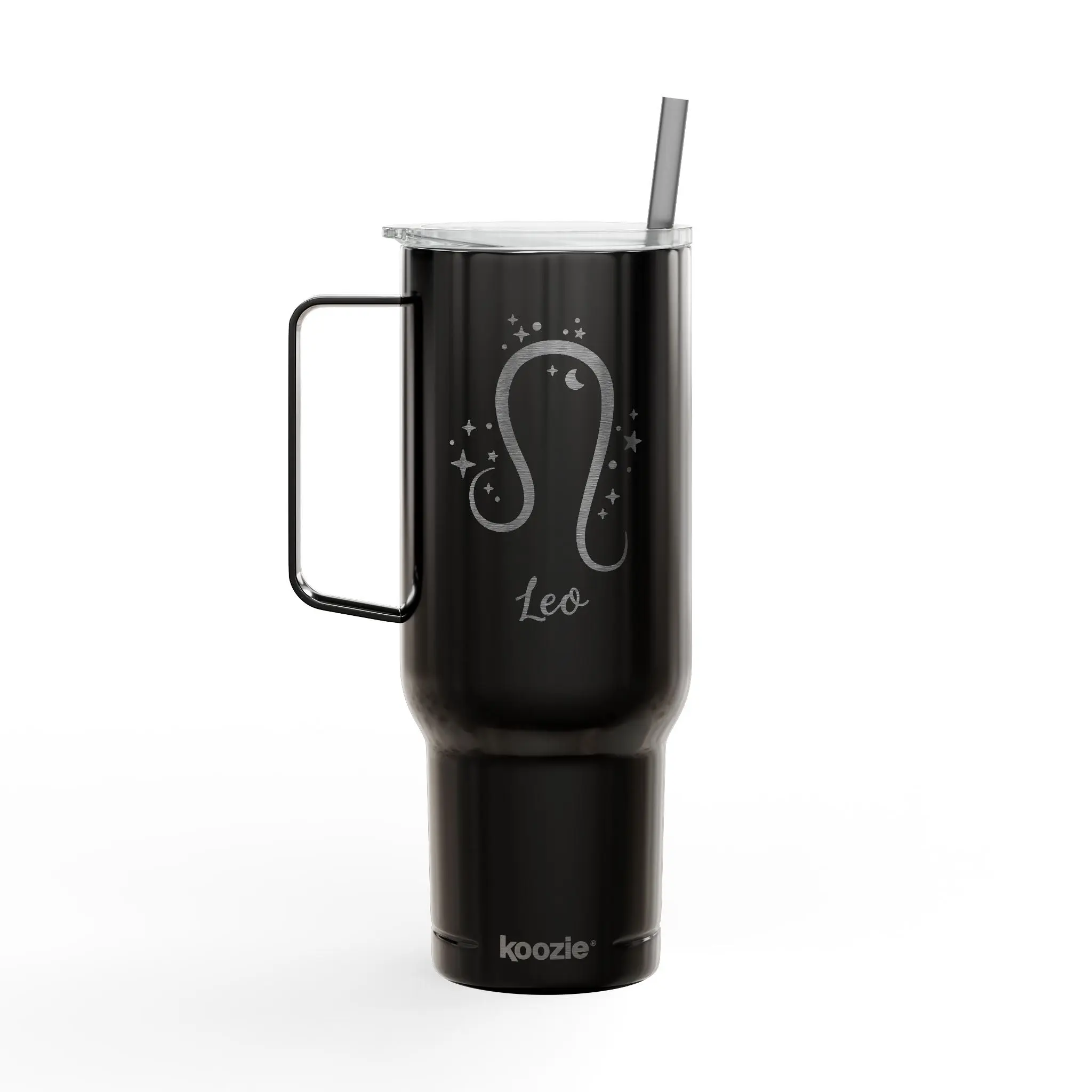 LEO Zodiac Engraved Tumbler Personalized 40oz Insulated Travel Mug with Lid & Straw Multiple Colors Astrology Gift
