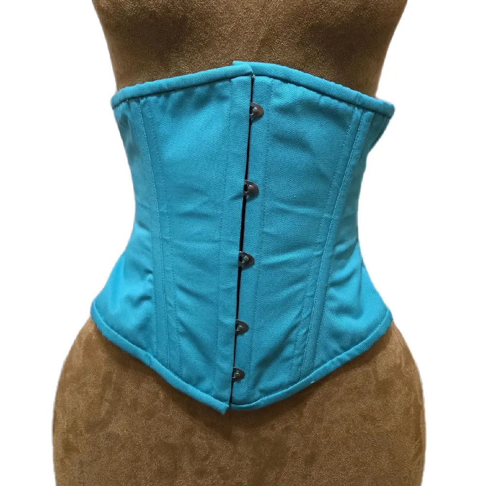 Teal Cotton Waist Training Corset – 26-Inch Waist Goal | 12-Inch Length