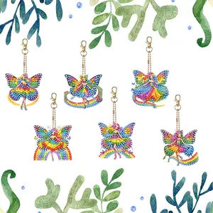 6Pcs DIY Special Shape Diamond Art Painting Keychain Kit Double-Sided Diamond Keychains Crystal Rhinestone Diamond Mosaic Key Chain Unique Handmade Gift