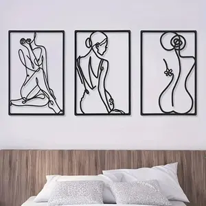 Contemporary Abstract Metal Wall Sculpture: A thick, real - metal piece with a minimalist single - line design. It's perfect for stylish home decor and adds a unique touch like wall crosses.Festival Statue Decorations Modern Home Decor