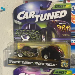 Car Tuned Series 7 Double Pack 59 Cadillac El Dorado & 47 Chevy Fleetline Dead and Sleds for Car Enthusiasts