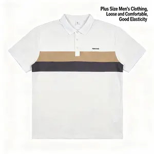 Men's Plus Size Striped Polo Shirt, Big & Tall Casual Short Sleeve, Loose Fit, Stretchy & Comfortable for Big Guys