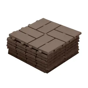 12x12in Plastic Interlocking Deck Tiles Waterproof PVC Outdoor Flooring Pavers for Patio All Weather Outdoor Furniture