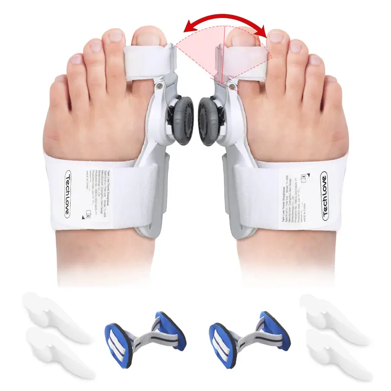 2Pc Tech Love Bunion Corrector, Big Toe, Double Correction Adjustable Knob Toe Straightener, Suitable for Left Right Feet, Comfortable, and Secure Fit for Running & Sports Foot Tools