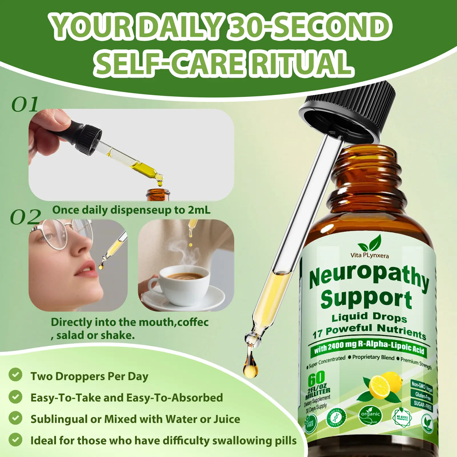 Neuropathy Supplements Liquid Drops, Advance 17-in-1 Stabilized R-Alpha  Lipoic Acid (R-ALA) w. Acetyl L-Carnitine Vitamin B-Complex Magnesium, High  Potency R-Lipoic Acid for Nerve Antioxidant Energy