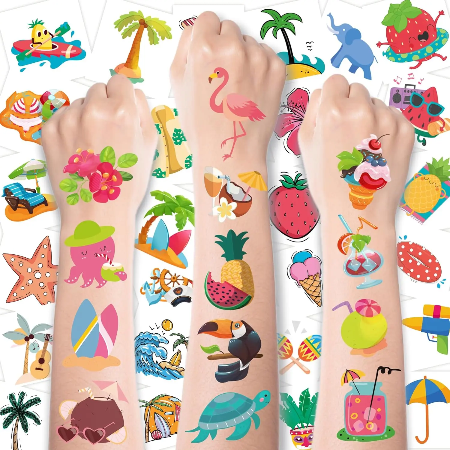 150 PCS Bulk Hawaiian Leaf Temporary Tattoos - Women's Casual Body Makeup, Hawaiian Luau Accessory, Children's Party Favors, Tropical Beauty & Personal Care Set
