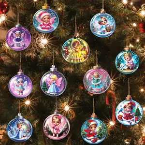 24pcs Handmade Wooden Christmas Angel Ornaments with Strings, Holiday Decorations, 2D Wooden Pendant Hanging Fairy Decorations, Christmas Tree Pendants, Best for Easter and Christmas, Perfect for Thanksgiving, Room Decor