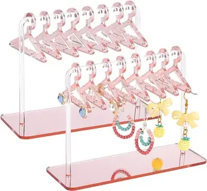 2 Sets Acrylic Earring Holder, Coat Hanger Jewelry Display Dangle Earring Hanging Organizer Acrylic Ear Studs Display Rack for Retail Show Personal Exhibition