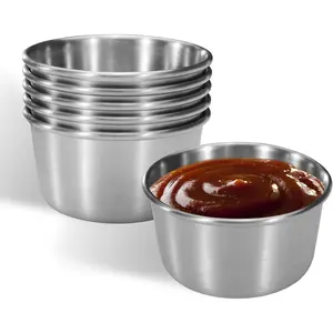 6 count 2 oz Stainless Steel Dipping Sauce Cup, Mini Dip Bowls,  Metal Condiment Cups Ramekins Containers for Ketchup Dressing  Party Restaurant Kitchen, 2.3 Inches/5.8 cm (6PCS )