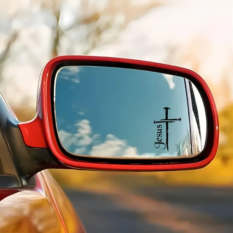 3PCS/SET Jesus Rear-View Mirror Decal Rearview Mirror Sticker Bible Christian Sticker, Vehicle Exterior Decoration, Water Bottle, Laptop, Window, Refrigerator, Car Sticker Decal For Cars, Car Decals
