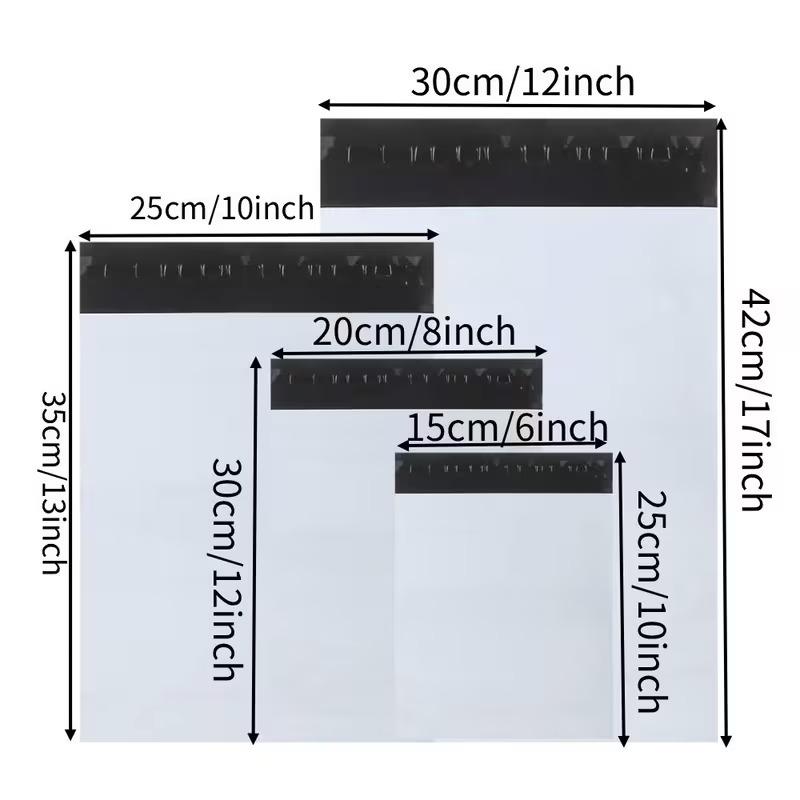 [100pcs Poly Mailers] Self Adhesive Bags, Self Sealing Bags | Poly Mailers Shipping Bags | Good Confidentiality & Strong Load-bearing Capacity | for Samples, Books, Mail, Towels, Socks, Underwear (White:12x17,10x13, 8x12,6x9.84inch)