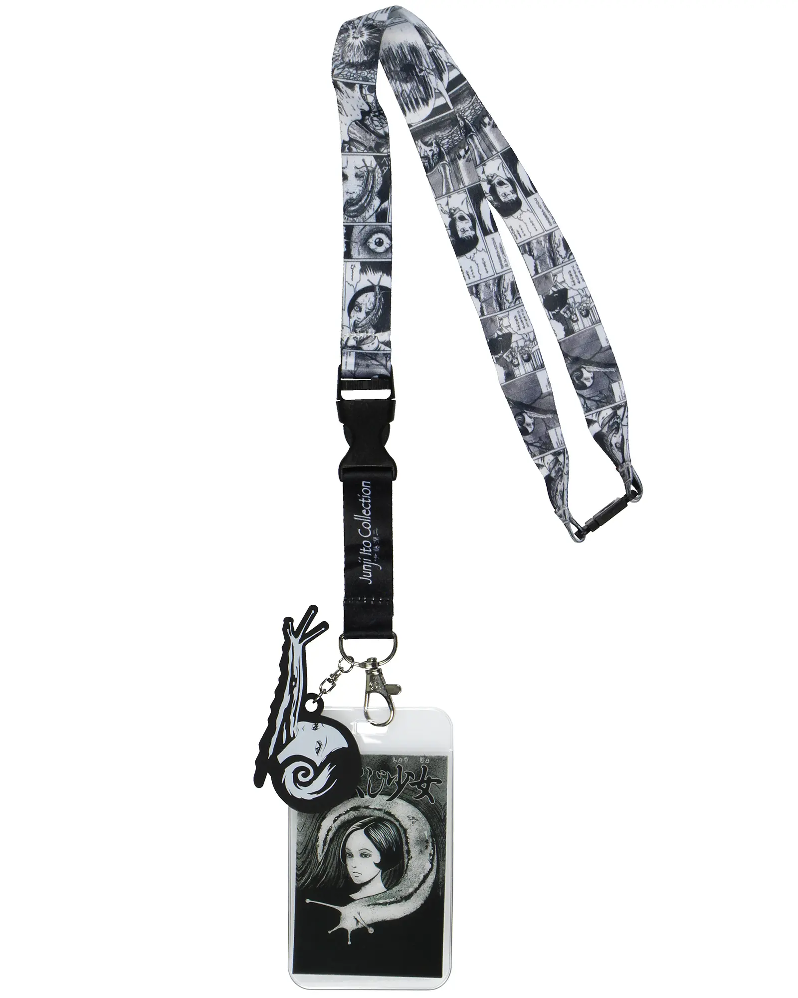 Junji Ito Collection ID Lanyard Breakaway Badge Holder w/Character Card Slug Girl Rubber Charm for Keys Keychain Wallet