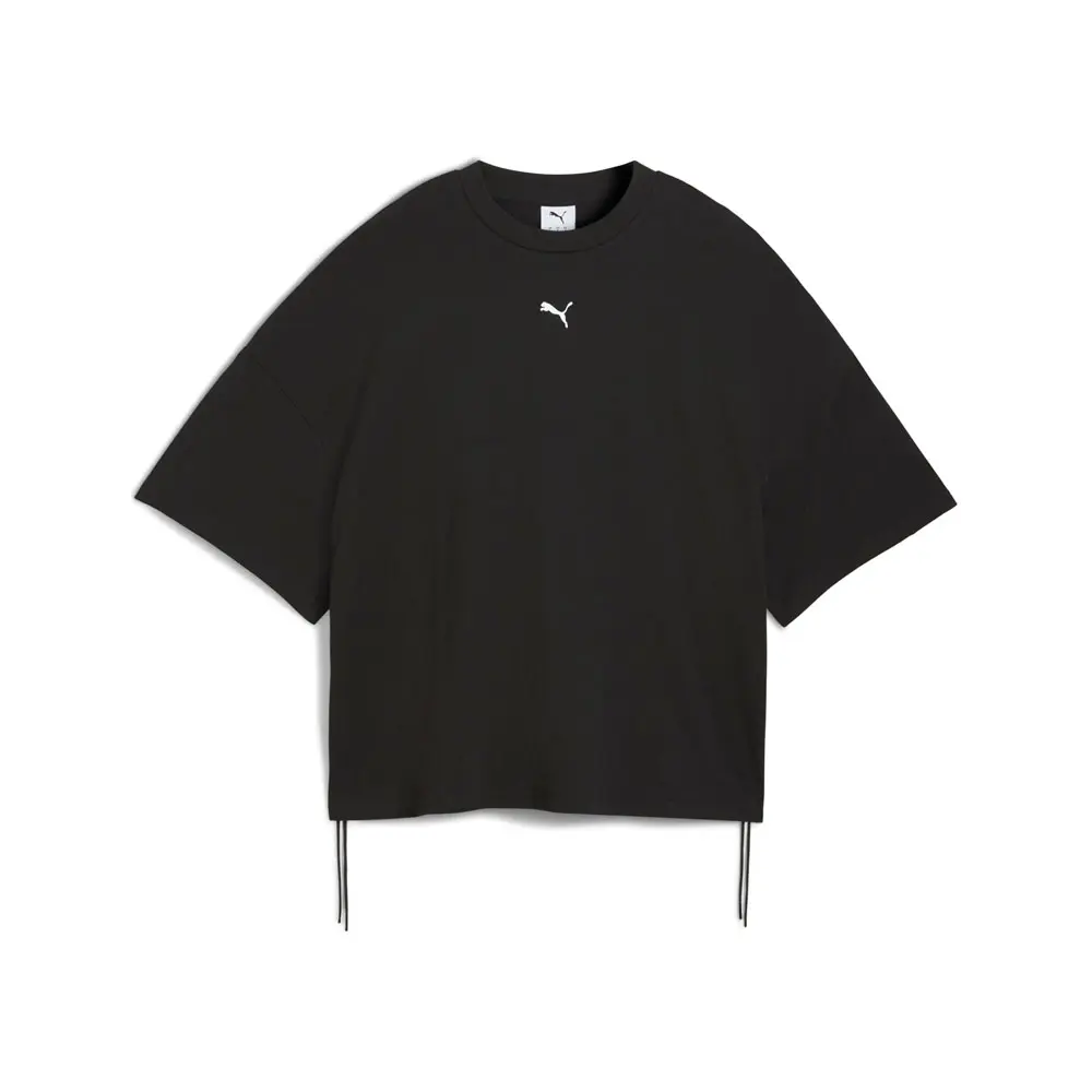 PUMA Womens Dare To Oversized Ruched Crew Neck Short Sleeve Casual Tops Casual - Black