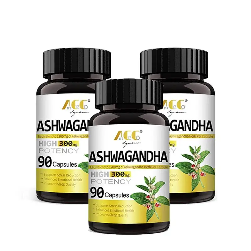 ANTCECO Ashwagandha 300mg High Potency 90 Capsules KSM-66 Non-GMO Gluten-Free Boosts Energy Improves Sleep Quality Fitness Supplement for Emotional He