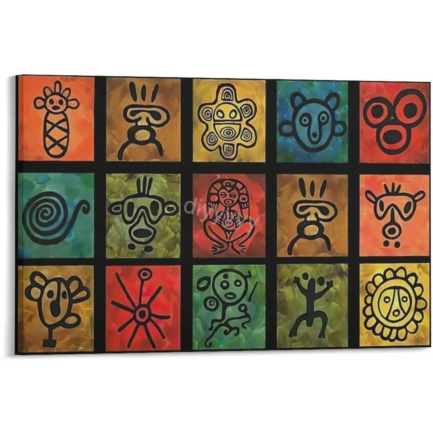 Puerto Rican Taino Symbols Art Poster 1 Canvas Wall Art Poster for Bedroom Living Room Decor 24x16inch(60x40cm) Frame-style