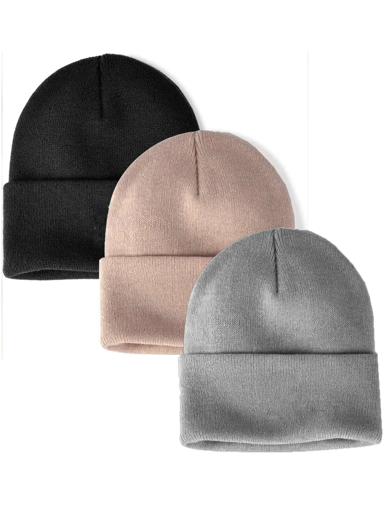 3 Piece Winter Warm Knit Beanie Set, Comfortable and Stylish Design for Cold Weather, Essential Winter Accessory, Beanie Fitted, Hat Beanie