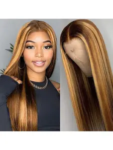 Honey Blonde 5x5 HD Lace Closure Wig  180% Density 5x5 Straight Ombre Lace Front Wigs Human Hair Highlight Honey Blonde Wig Pre Plucked for Women