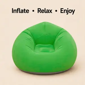 Cozy Inflatable Lounge Chair Portable Flocked Air Sofa for Bedroom Dorm Camping Relaxing(Includes Air Pump)