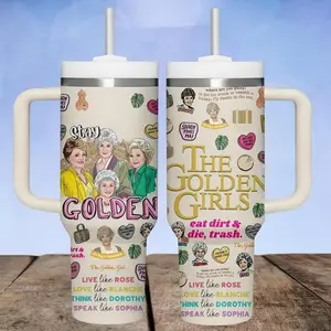 The Golden Girls 40oz Tumbler, Retro TV Show Tumbler For Fan, Blanche And Rose Stainless Steel Tumbler, Funny Sitcom Drinkware Tumbler