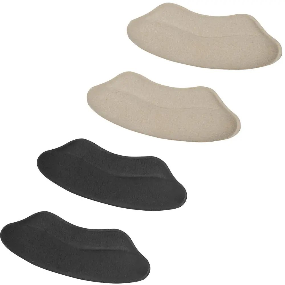 Synthetic Nubuck Heel Pad Inserts - Black & Apricot | 2 Pairs Soft Sponge Cushions with Strong Adhesive & Anti Sip Grip for Heel Pain Relief, Prevent Shoe Rubbing and Blisters - Ideal for High Heels, Dress Shoes and Leather Loafers