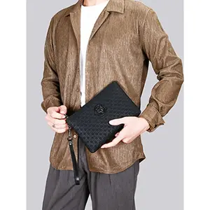 Men's Business Solid Color PU Leather Clutch, Wallet Clutch, Casual Versatile Wristlet Bag for Daily Used, Minimalist All-match Portable Bag for Men