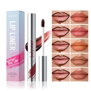 Julystar Lip Liner Pen, Peel-Off Design, Matte Finish, Waterproof and Sweatproof, Long-Lasting, Precise Lip Shaping Makeup Brush, Lipliner