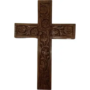 Wall Mounted Wall Hanging Wooden Christ Cross Crucifix Catholic Rosewood Crucifix for Home, Church and Chapel Decoration (Style-1) (6 X 4)