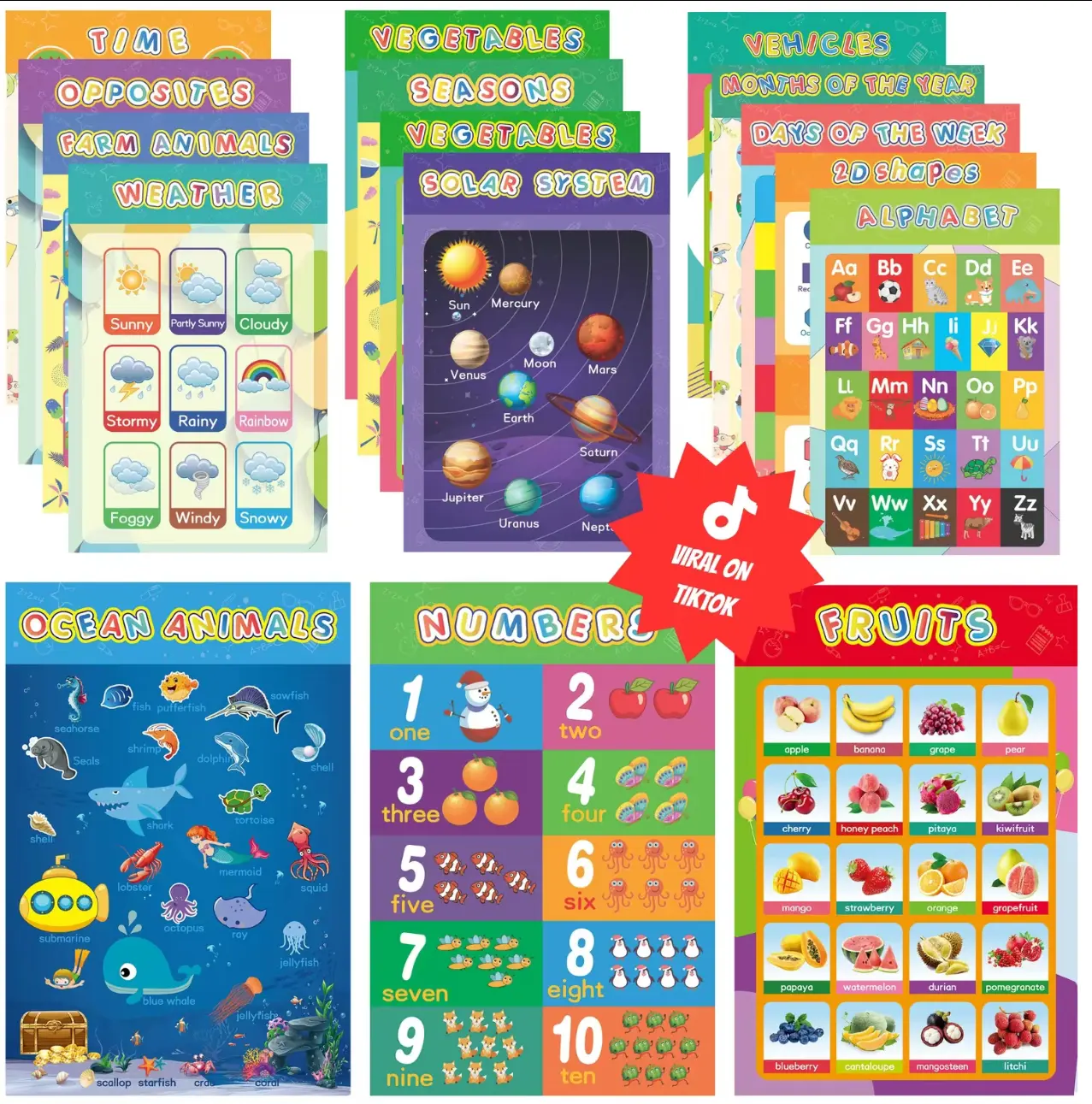 16 Kids Laminated Educational posters for Toddlers Classroom and ...