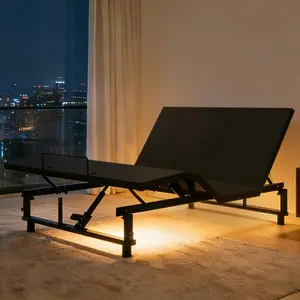 Adjustable Bed Frame with Wireless Remote, USB Ports & Night Lights, Quiet Motor (≤50dB), Universal Mattress Compatibility