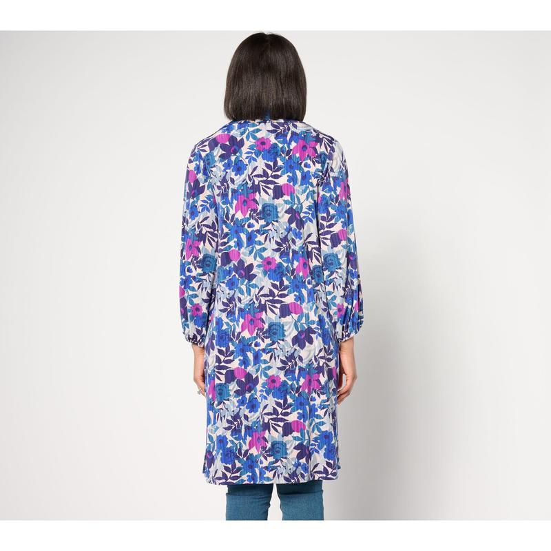 Susan Graver Regular Printed Liquid Knit Duster with Blouson Sleeves