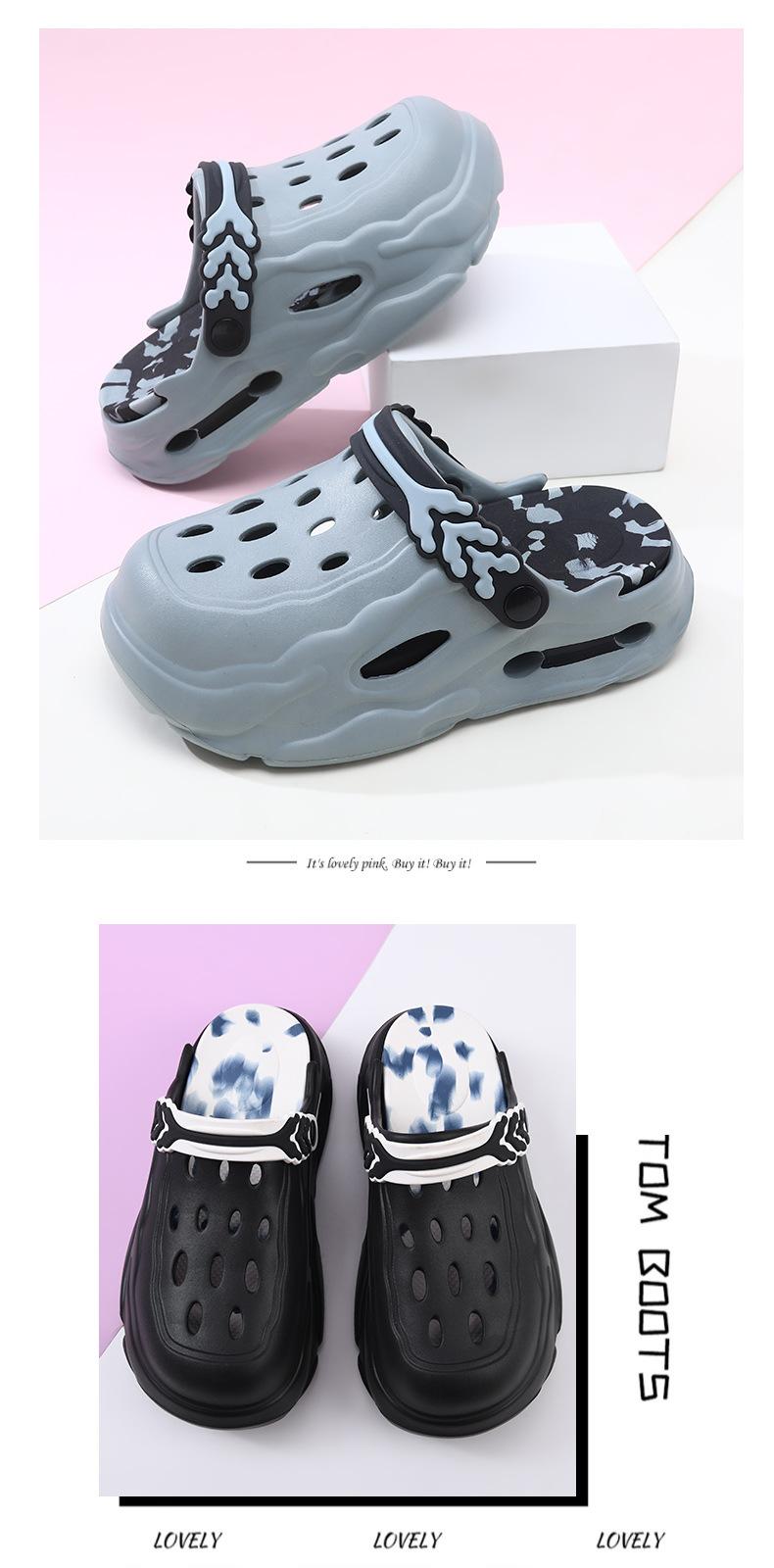 Couples’ clogs — men’s colorblock hollow-out design clogs; casual, comfortable, breathable, non-slip clogs; fashionable slippers for indoor and outdoor wear; breathable, lightweight clogs